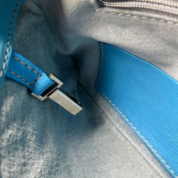 Lambertson Truex Teal Blue 11” Leather Clutch Bag - Picture 9 of 12